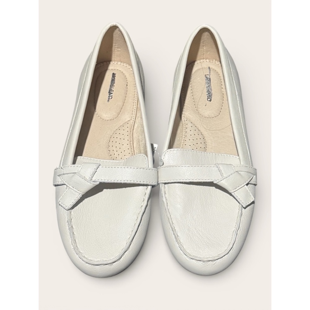 Lands end Suede Leather Slip On Loafer Shoes Lands End cream color - Picture 3 of 5